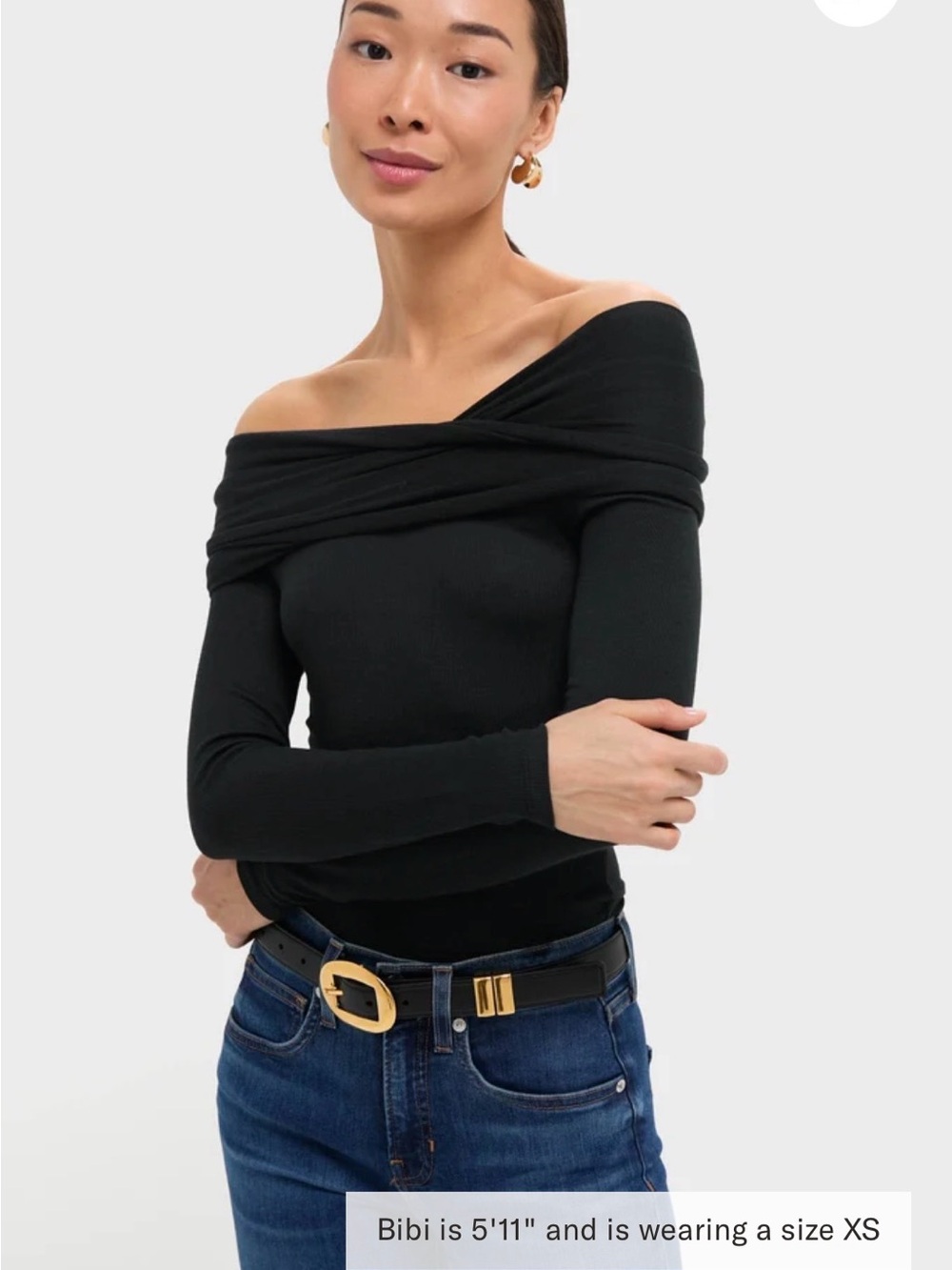 Pistola Denim Noir Lyra Off Shoulder Top